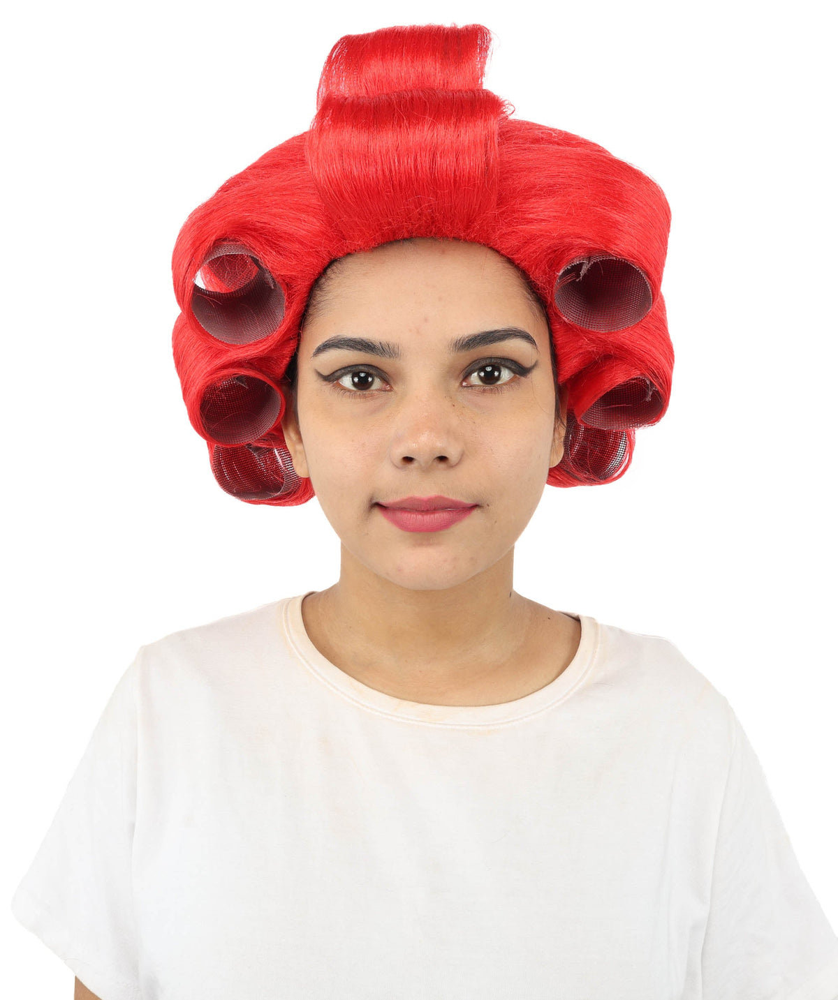 HPO Adult Women's Retro Roller Set Pink Wig | Multiple Color Options, create of synthetic fiber, large cylindrical curler texture, capless cap | Party, Halloween, theater, drag, performance, costume events