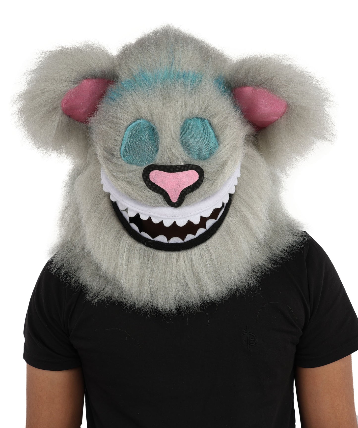 HPO Unisex Cat Mascot Aqua Blue & Ash Grey Animal Costume Bundle & Mask Set with Cap & Cloth – Striped Cartoon Character Body Suit | Outfit for Cosplay & Parties