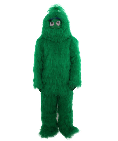HPO Unisex Green Animal Fur Monster Costume Bundle – 75 Inch Full Outfit with Head Mask & Body Suit | Plush Mascot Style Costume for Halloween and Cosplay