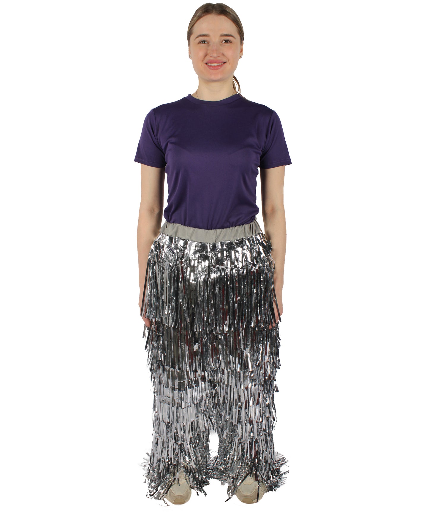 HPO Women's Fancy Metallic Tinsel Pant, Perfect for Halloween, Flame-retardant Tinsel Material