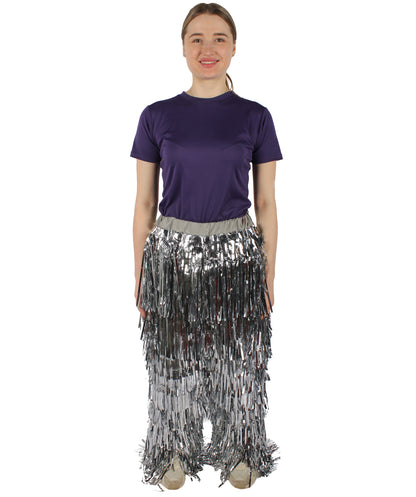 HPO Women's Fancy Metallic Tinsel Pant, Perfect for Halloween, Flame-retardant Tinsel Material