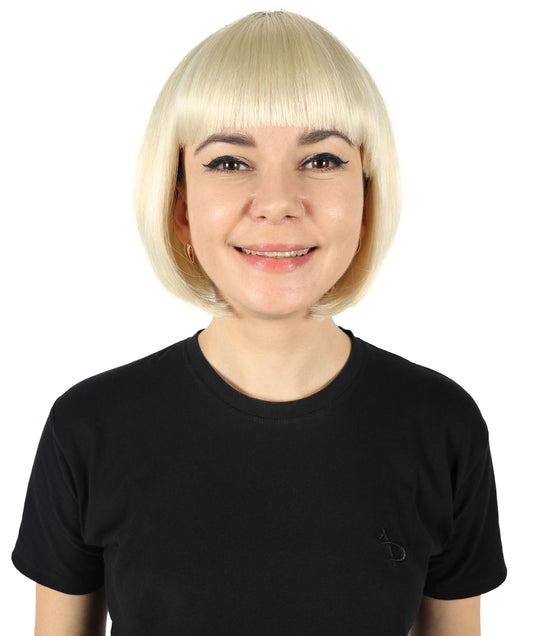 HPO Adult Women’s CD Changing Car Radio –Music Listening Blonde wig for Daily Drives & Road Trips, Adjustable Cap for Comfort & Secure Fit, Premium Breathable Capless Cap