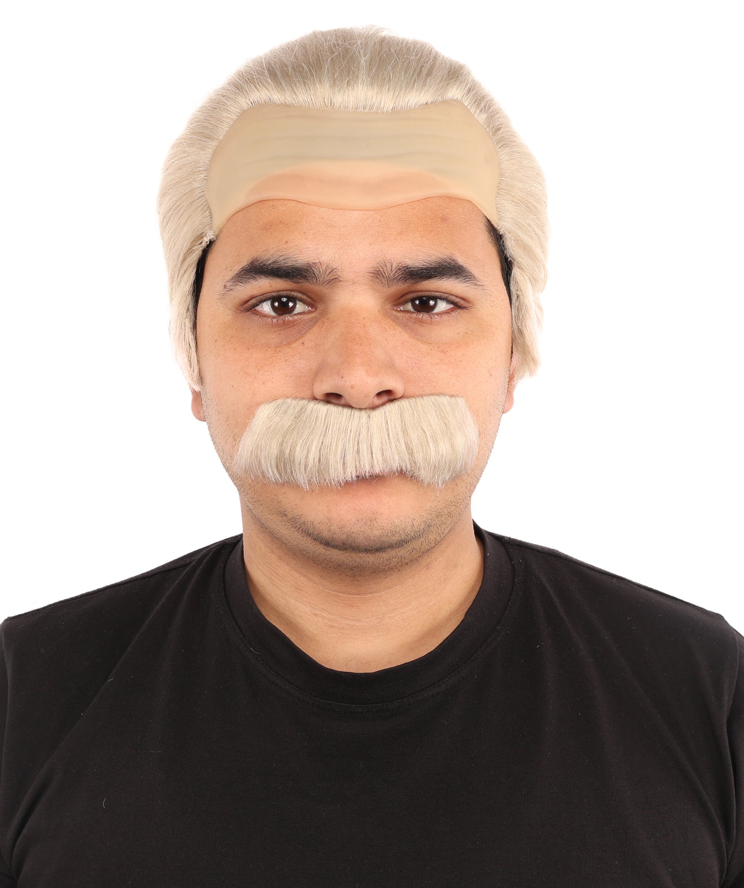 HPO Men’s Blonde Wig and Moustache Set | Short Combed Costume Hair for Book Day, Cosplay & Theatre | Synthetic Fiber Accessories