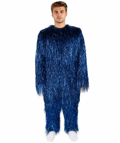 HPO UnisexTinsel Hairy Costume, Bundle & Mask Set | Full-Body Suit & Matching Mask | Long Hair Funny Costume for Halloween, Performers, Cosplay & Mascots | Multicolor Options