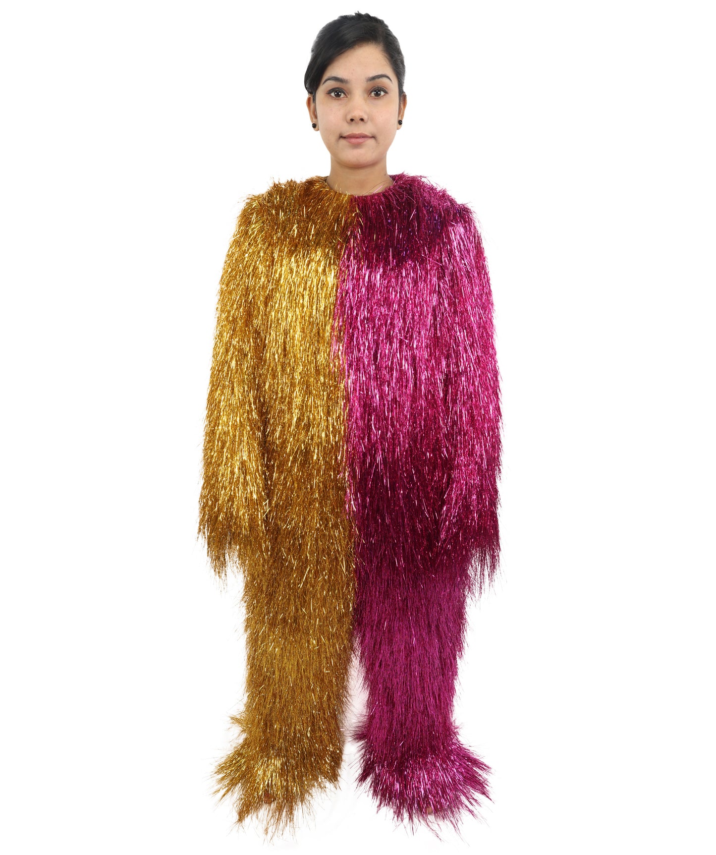 HPO Teen Extreme Hairy Two Part Costume Bundle & Mask Set - Full-Body Hair Suit Extra-Long Costume Wig for Halloween, Cosplay & Parties - Multiple Color Options
