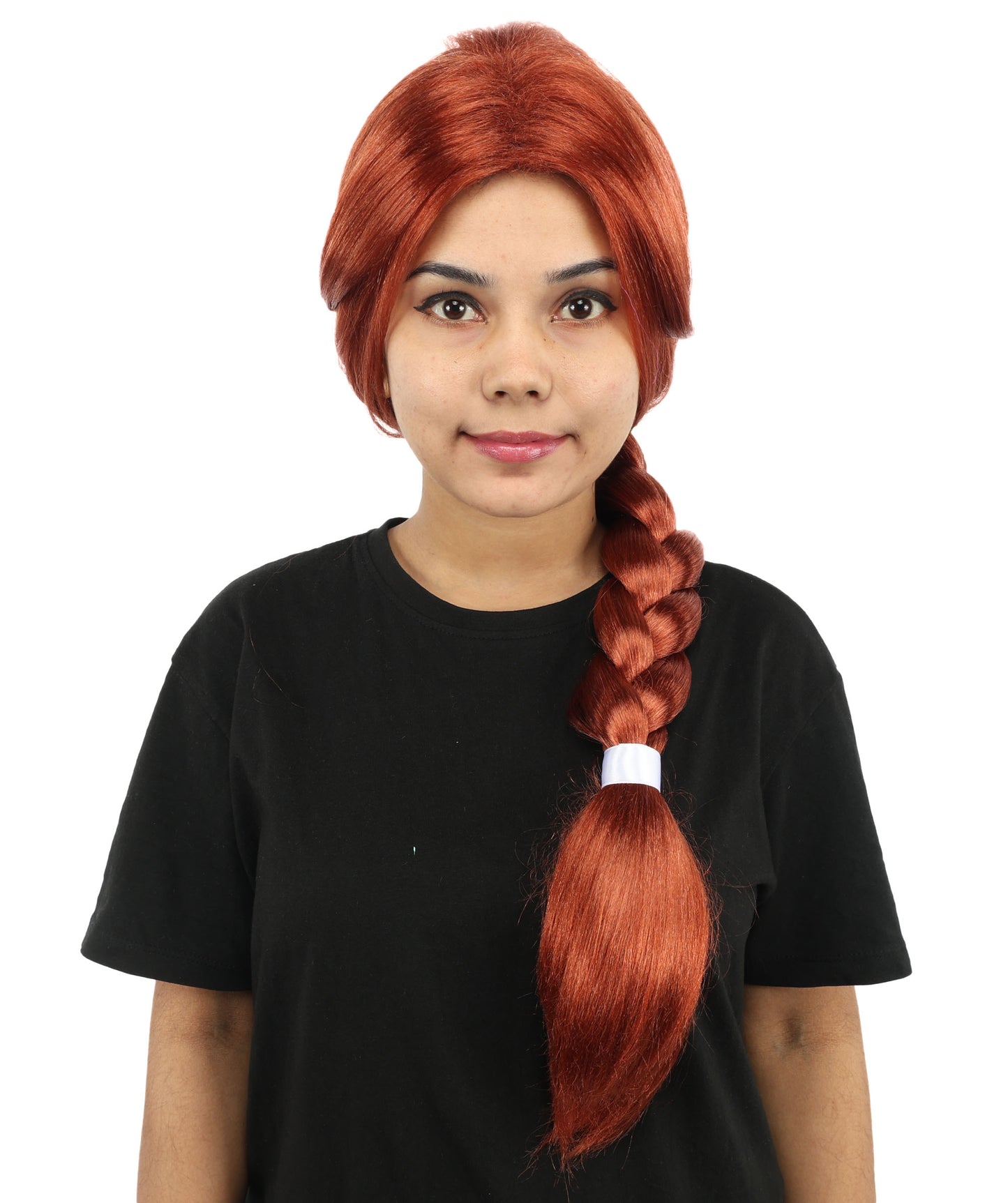 HPO Women's Advanced Titles Extra Long Auburn Braided Wig | 29-Inch Copper Red Synthetic Fiber, Thick French Braid Style, Center Part Smooth Texture | Halloween, Theater, Drag, Costume Events
