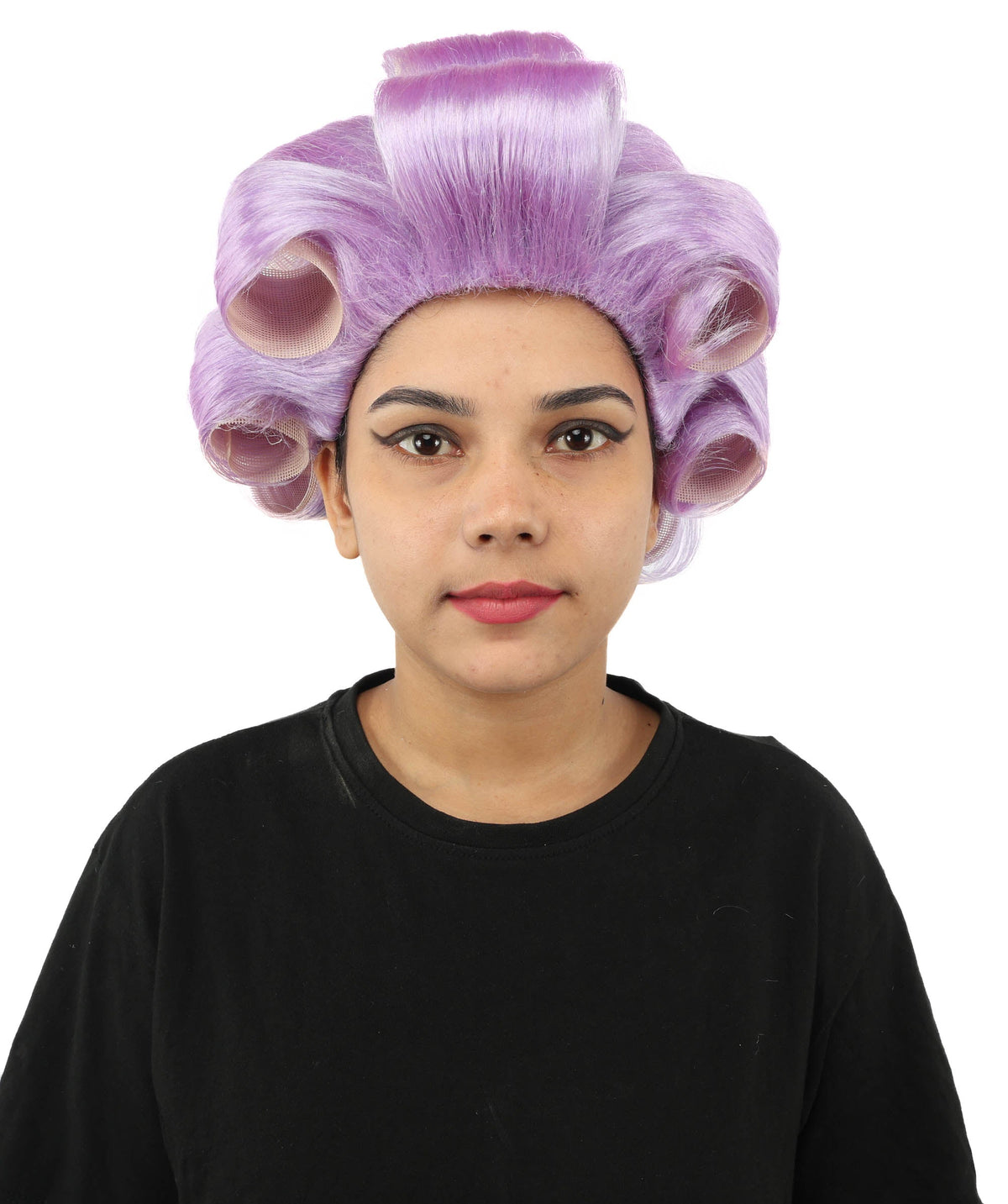 HPO Adult Women's Retro Roller Set Pink Wig | Multiple Color Options, create of synthetic fiber, large cylindrical curler texture, capless cap | Party, Halloween, theater, drag, performance, costume events