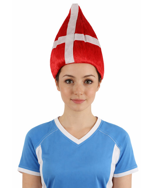 Denmark Flag Sports Troll Wig | Premium Breathable Capless Cap