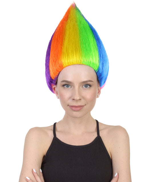 Rainbow Colors Straight Trolls Wig Halloween Fancy Party Fancy Dress HW-1348 | HPO