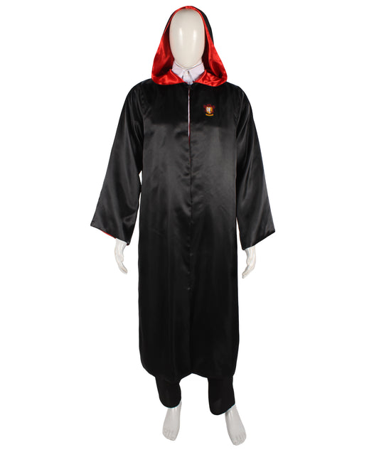 HPO Men's Fantasy Novel Series Wizard Black Robe Cloak Costume | Suitable for Halloween | Flame-retardant Synthetic Fabric
