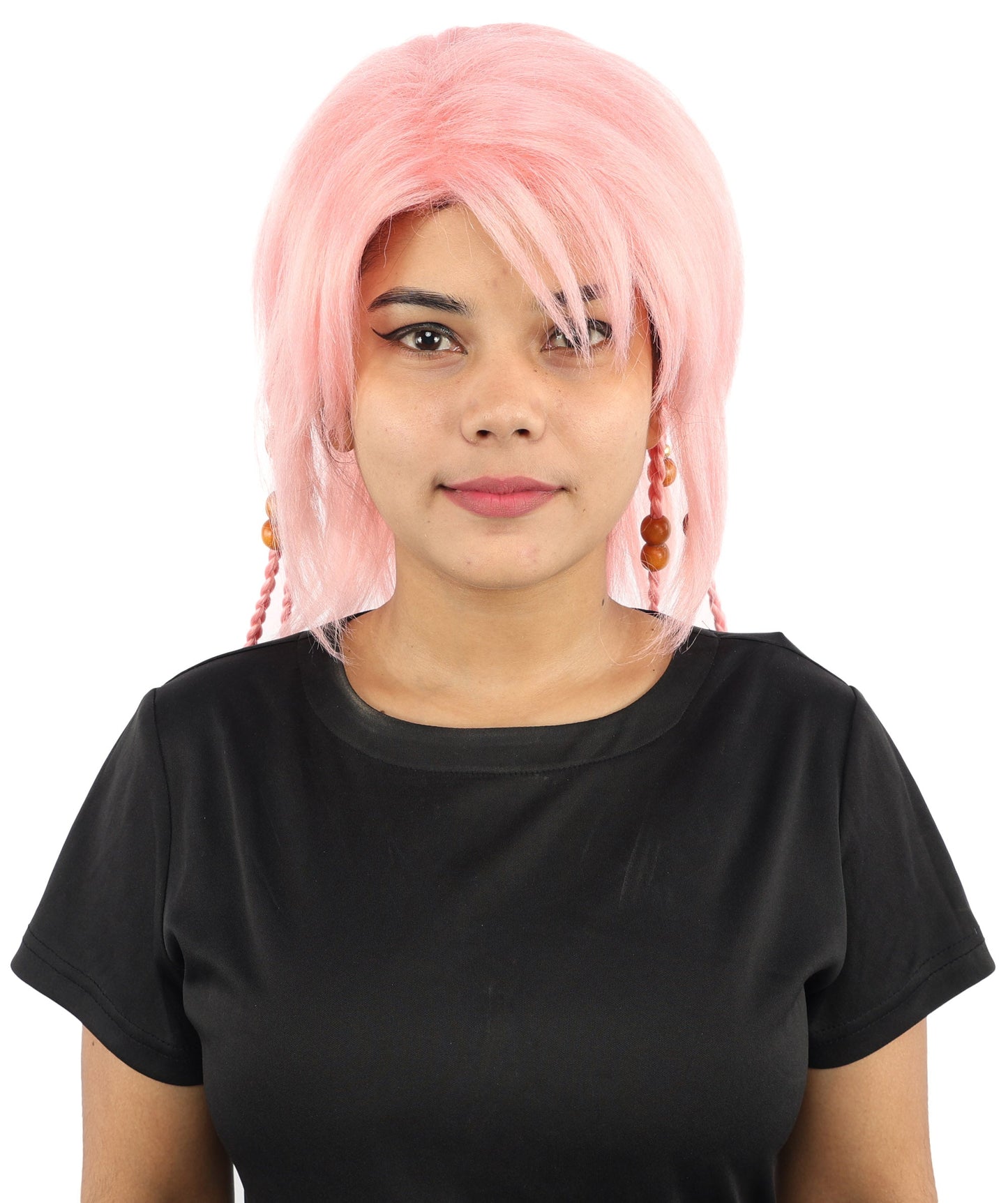 HPO Adult Women's Long Tribal Braided Wig | Multiple Color Options | Dark Shaggy Bob with Beaded Strands, Synthetic Fiber & Breathable Cap | Halloween, Sci-Fi Roleplay, Fantasy Costume