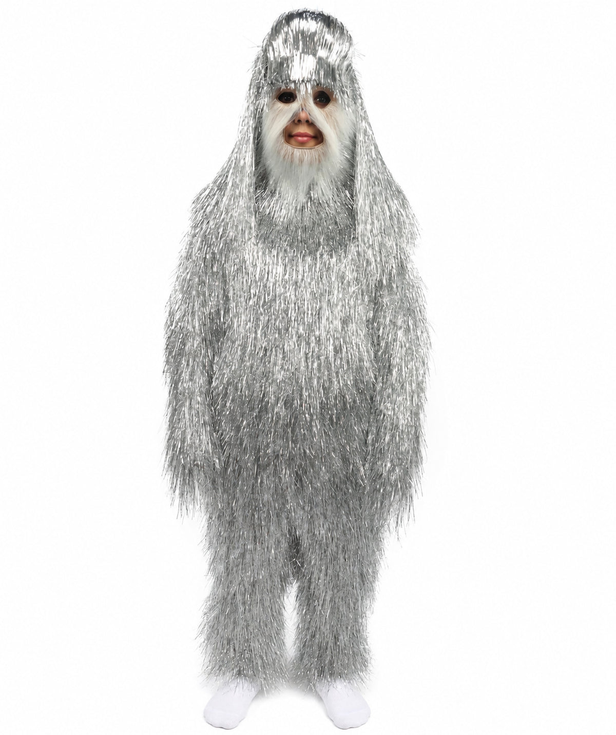HPO Unisex Teen Extreme Tinsel Hairy Person Costume Bundle & Mask Set - Full-Body Tinsel Hair Suit Extra-Long Costume Wig for Halloween, Cosplay & Parties - Multiple Color Options