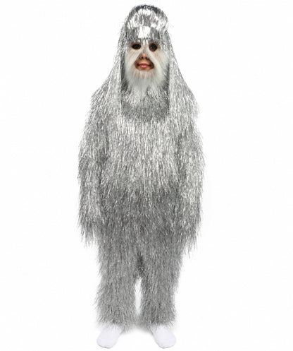 HPO Unisex Teen Extreme Tinsel Hairy Person Costume Bundle & Mask Set - Full-Body Tinsel Hair Suit Extra-Long Costume Wig for Halloween, Cosplay & Parties - Multiple Color Options