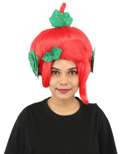 HPO Adult Women's Sculpted Pumpkin Show Wig | Multiple Color Options | Create of synthetic fiber, massive spherical updo with green leaf accents, breathable base | Halloween, theater, drag, performance, party, costume events