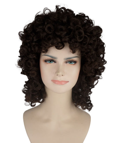 HPO Women's Medium Curly Olympian Lady Wig Collection | Fancy Halloween Wigs | Premium Breathable Capless Cap