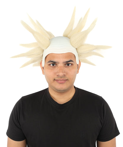 HPO Adult Men's Spiky Bald Illusion Wig | Multiple Color Options  |  Two-tone vibrant hue, create of synthetic fiber, stiff spiked volume, integrated forehead piece | Party, Halloween, theater, drag, performance, costume events