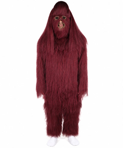 HPO Unisex Extreme Hairy Person Costume, Mask and Bundle - Full-Body Hair Suit Extra-Long Ash Brown Costume Wig for Halloween, Cosplay & Parties