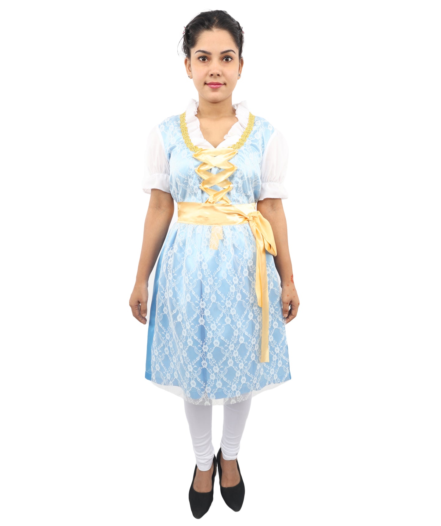 HPO Women’s Blue Traditional German Oktoberfest Costume – Authentic Dirndl Dress