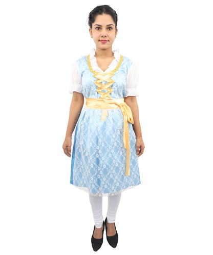 HPO Women’s Blue Traditional German Oktoberfest Costume – Authentic Dirndl Dress