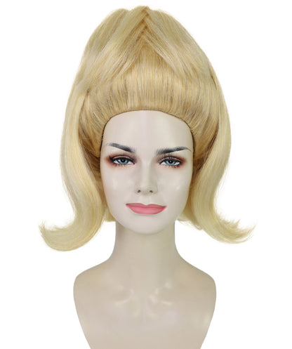 HPO Beehive Style Blonde Wig for Women | Retro 1960s Vintage Hairpiece | Tall Updo Synthetic Wig for Halloween, Theater, Rockabilly & Party Dress-Up