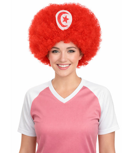 Tunisia Flag Sport Afro Halloween Wig