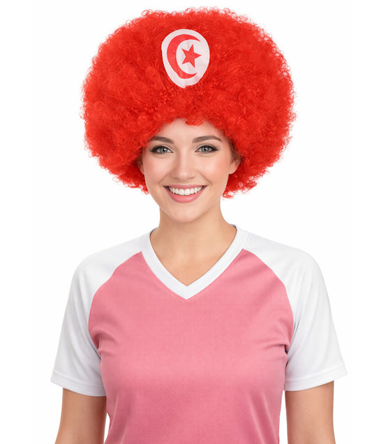 Tunisia Flag Sport Afro Halloween Wig