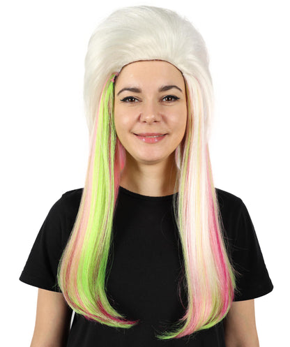 HPO Women’s Rainbow Long Wavy Bob Wig with Bangs | Synthetic Hair | Daily Wear, Cosplay, or Costume Use