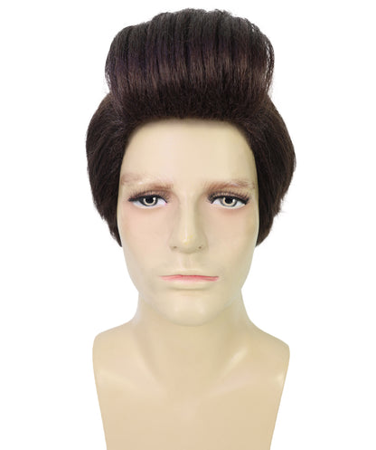 HPO Men’s High Volume Detective Style Brown Wig | Retro Fun Party Wig | Breathable Capless Cap