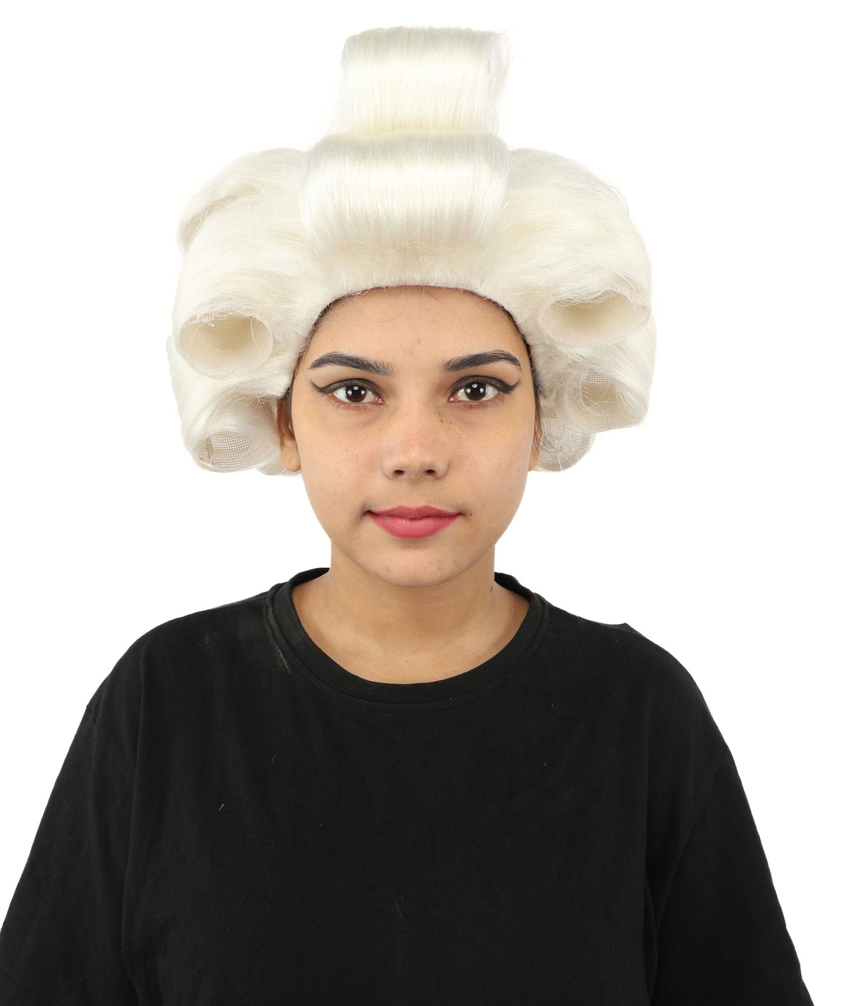 HPO Adult Women's Retro Roller Set Pink Wig | Multiple Color Options, create of synthetic fiber, large cylindrical curler texture, capless cap | Party, Halloween, theater, drag, performance, costume events