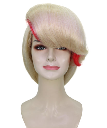 HPO Women’s Long Blonde Gaming Character Anime Wig with Ponytail & Bangs | Halloween Wig | Flame-retardant Synthetic Fiber