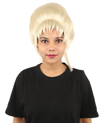 HPO Adult Women's Avant-Garde Bouffant Wig | Multiple Color Options | Create of synthetic fiber, massive smooth updo with micro bangs, breathable base | Party, Halloween, theater, drag, performance, costume events