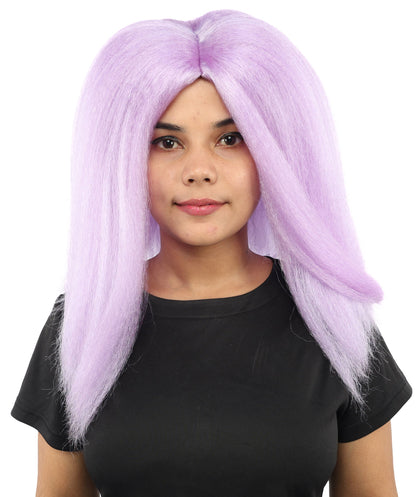 HPO Adult Women's Long Rounded Cartoon Hair Wig | Multiple Color Options | Bubble Bob, Deep Side Part, Heat Friendly Synthetic Strands & Breathable Net | Fancy Dress, Stage Show, Animated Character Events, Halloween & Festival