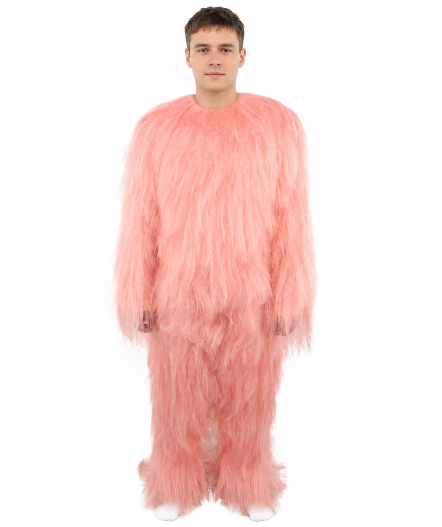 HPO Unisex Extreme Hairy Person Costume, Mask and Bundle - Full-Body Hair Suit Extra-Long Ash Brown Costume Wig for Halloween, Cosplay & Parties