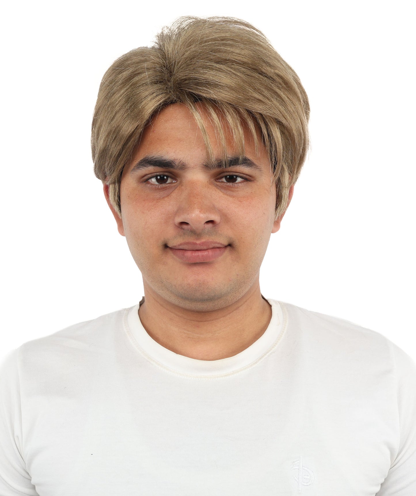 HPO Men's Short Brown Pompadour Wig | Synthetic Hair with Natural Texture | Ideal for Cosplay, Halloween & Roleplay