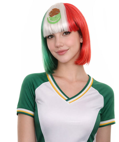 Women Patriotic Mexico Flag Bob Wig | Premium Breathable Capless Cap