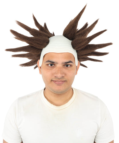 HPO Adult Men's Spiky Bald Illusion Wig | Multiple Color Options  |  Two-tone vibrant hue, create of synthetic fiber, stiff spiked volume, integrated forehead piece | Party, Halloween, theater, drag, performance, costume events
