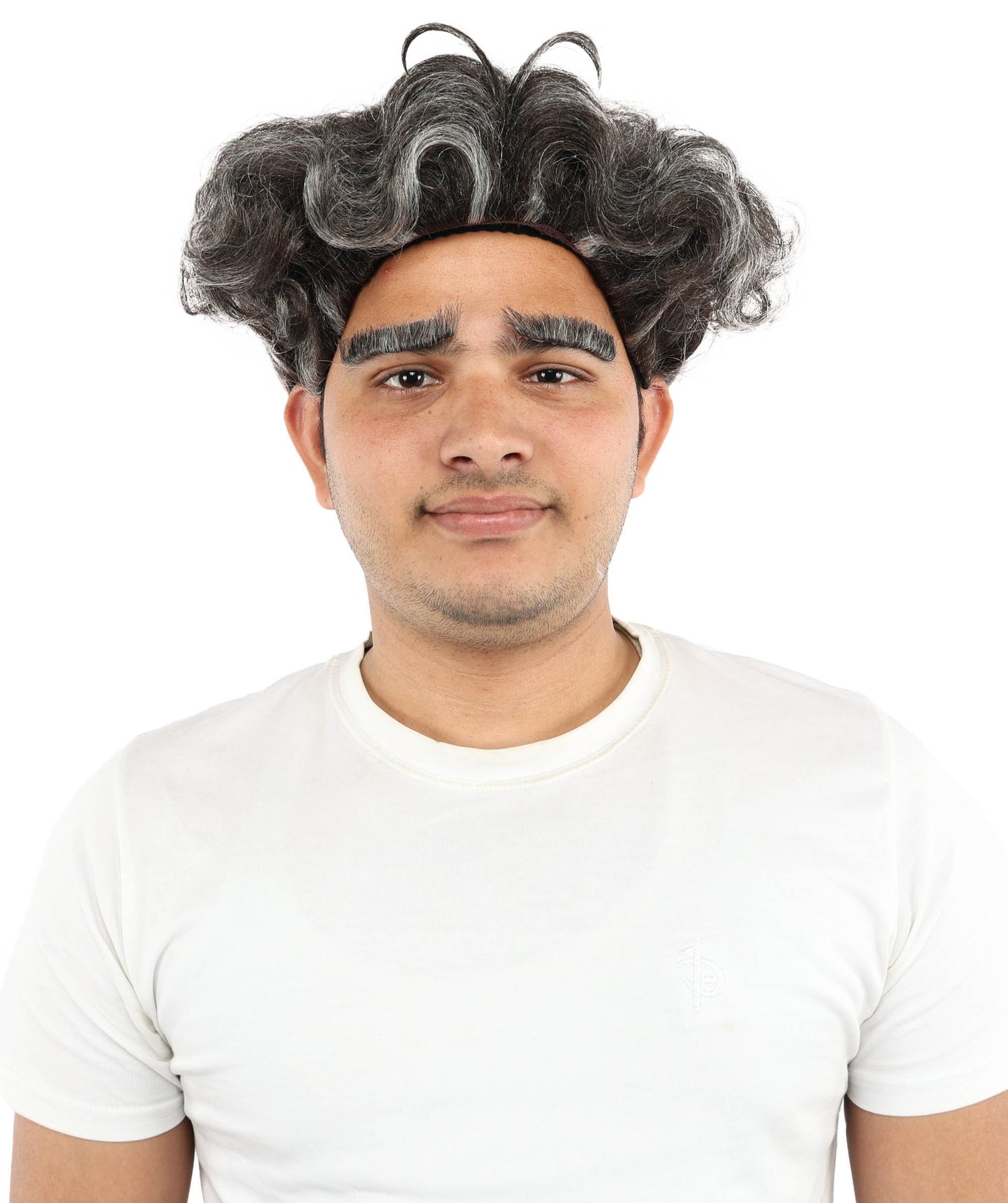HPO Men’s Ash Black 9 Inch Short Curly Wig | Lightweight Capless Synthetic Puff Style | Suitable for Cosplay, Halloween, Party Wear