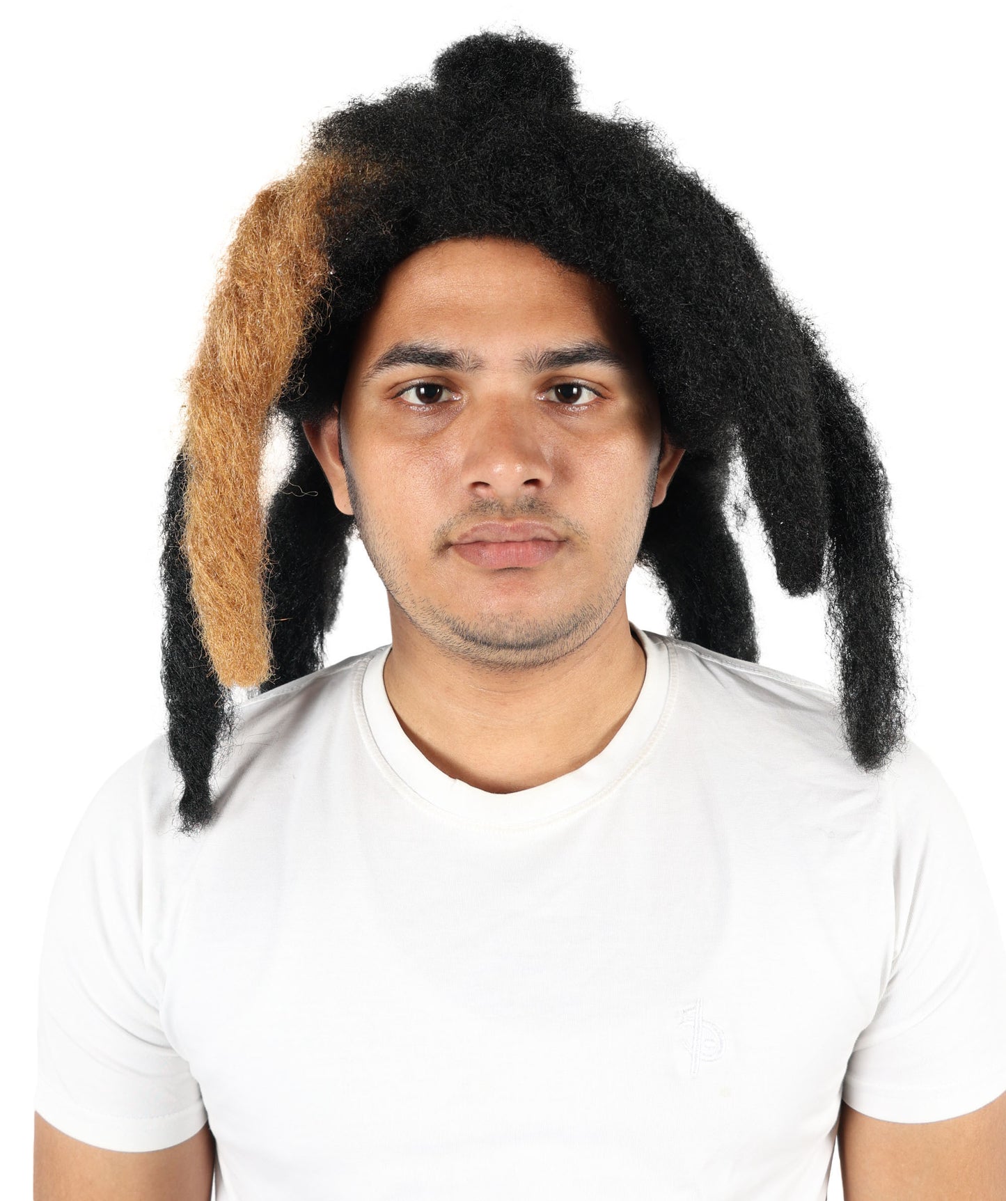 HPO Unisex Shoulder-Length Black and Brown Dreadlock Wig | Flame-retardant Synthetic Fiber | Lightweight Capless Design for Halloween and Party