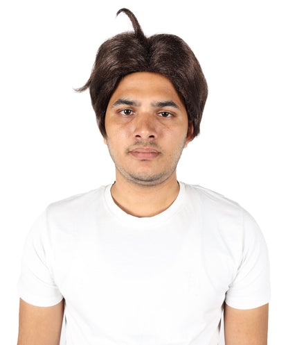 HPO Men’s Bobby Inspired Wig | Short Spiky Dark Brown Hair | Adjustable Breathable Cap | Flame-Retardant Synthetic Fiber for Costume & Cosplay