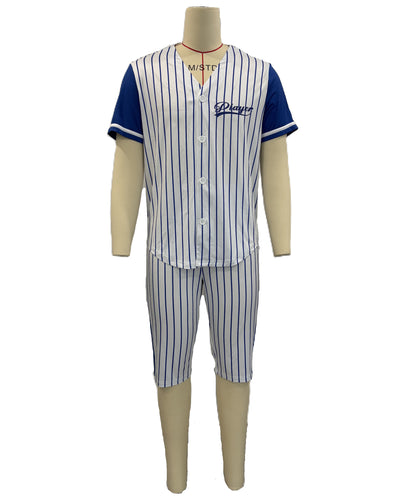 HPO Men’s Baseball Costume | White & Blue Classic Uniform Outfit | Halloween, Cosplay, Themed Parties, Stage, and Fun Event Costume