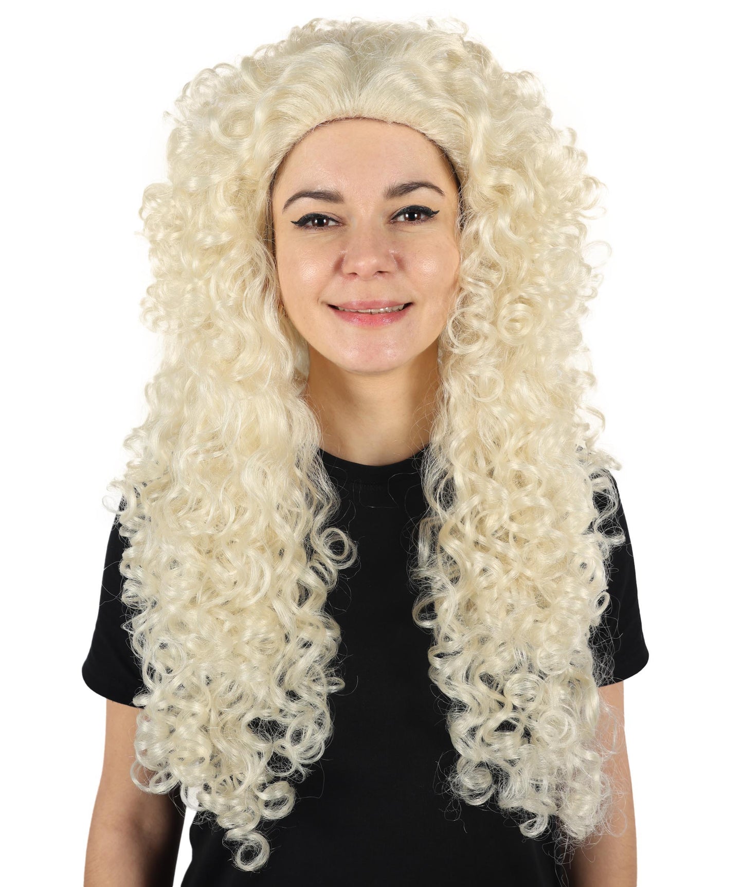 HPO Women's Ladies Cosplay Strong Curls Wigs | Long Voluminous Blonde Angels Wig | Perfect for Cosplay Parties and Special Occasions Adjustable Cap for Comfort & Secure Fit
