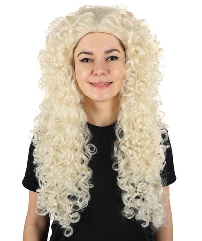 HPO Women's Ladies Cosplay Strong Curls Wigs | Long Voluminous Blonde Angels Wig | Perfect for Cosplay Parties and Special Occasions Adjustable Cap for Comfort & Secure Fit