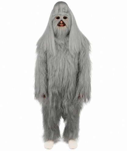 HPO Unisex Extreme Hairy Person Costume, Mask and Bundle - Full-Body Hair Suit Extra-Long Ash Brown Costume Wig for Halloween, Cosplay & Parties
