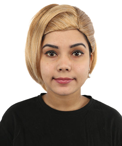 HPO Women's Elegant Braided Updo Brown Wig | Flame-Retardant Synthetic Fiber With Capless Cap | Ideal For Theater, Halloween And Cosplay