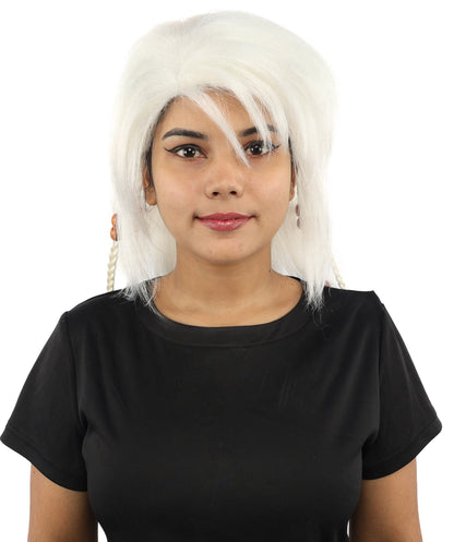 HPO Adult Women's Long Tribal Braided Wig | Multiple Color Options | Dark Shaggy Bob with Beaded Strands, Synthetic Fiber & Breathable Cap | Halloween, Sci-Fi Roleplay, Fantasy Costume