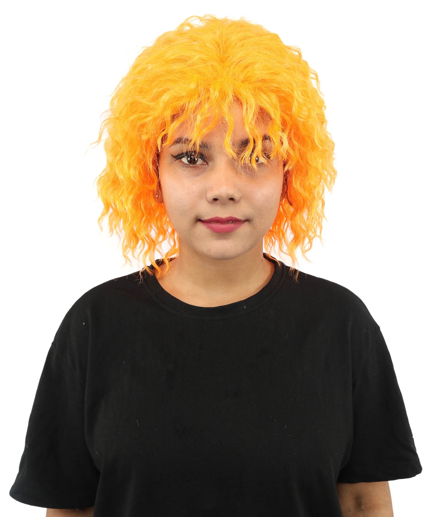 HPO Adult Women's Messy Teased Spiky Multicolor Wig | Curly Two-tone vibrant hue, create of synthetic fiber, extreme textured volume, breathable capless base | Party, Halloween, theater, drag, performance, costume events