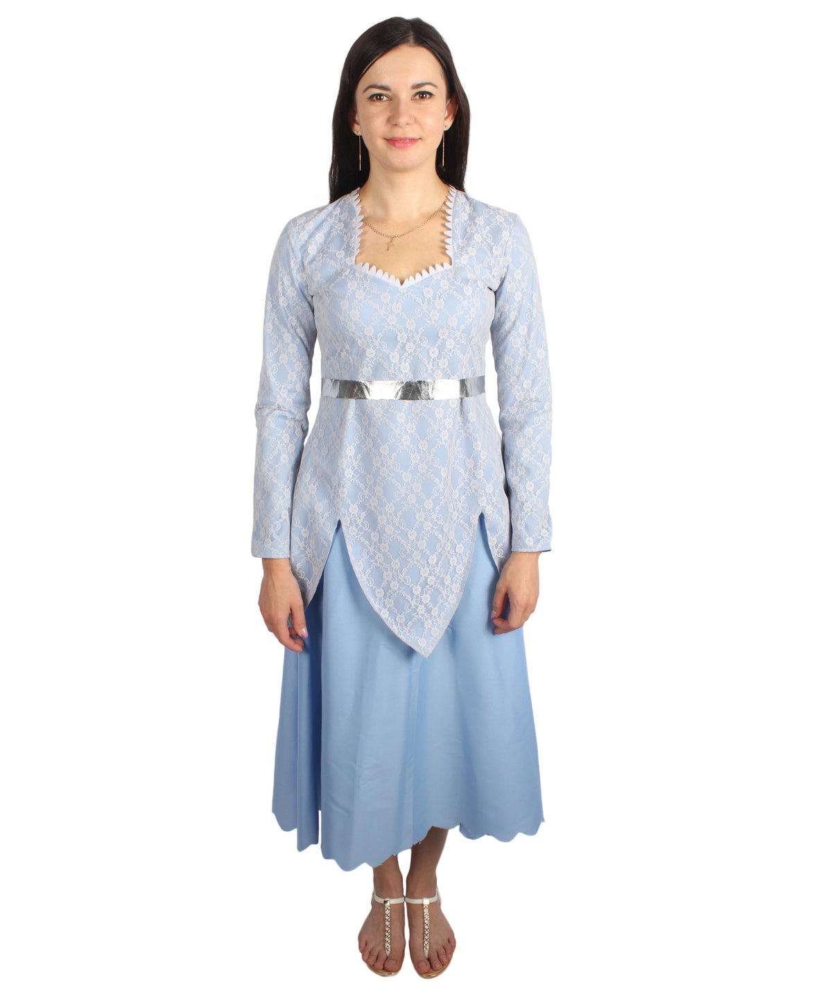 Adult Women’s Animated Movie Fairy Godmother Light Blue Gown Costume | Best for Halloween | Flame-retardant Materials