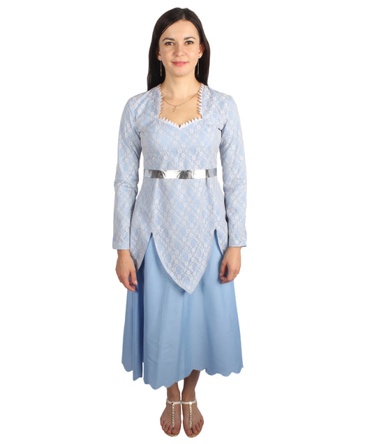 Adult Women’s Animated Movie Fairy Godmother Light Blue Gown Costume | Best for Halloween | Flame-retardant Materials