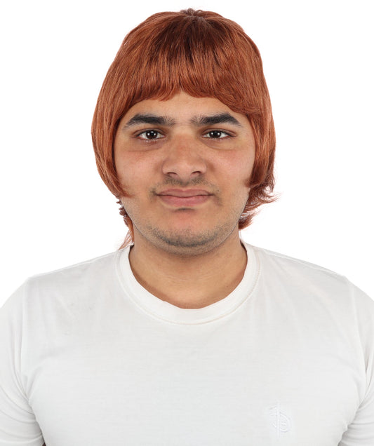 HPO Men's 90s Rocker Layered Wig – Auburn With Strawberry Blonde Mixed Hair with Britpop Inspired Look | Perfect for Cosplay, Themed Parties, and Fan Gatherings