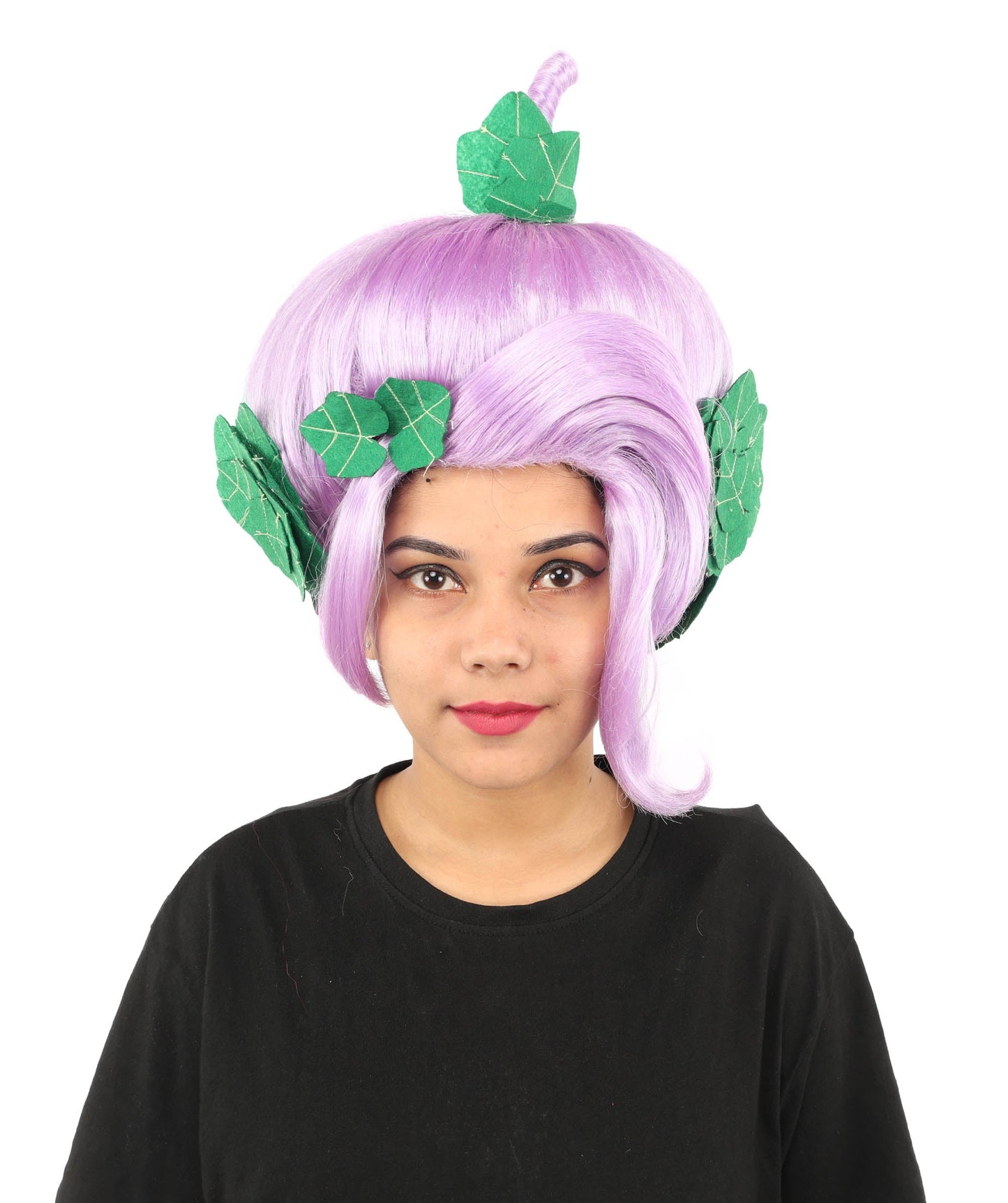 HPO Adult Women's Sculpted Pumpkin Show Wig | Multiple Color Options | Create of synthetic fiber, massive spherical updo with green leaf accents, breathable base | Halloween, theater, drag, performance, party, costume events